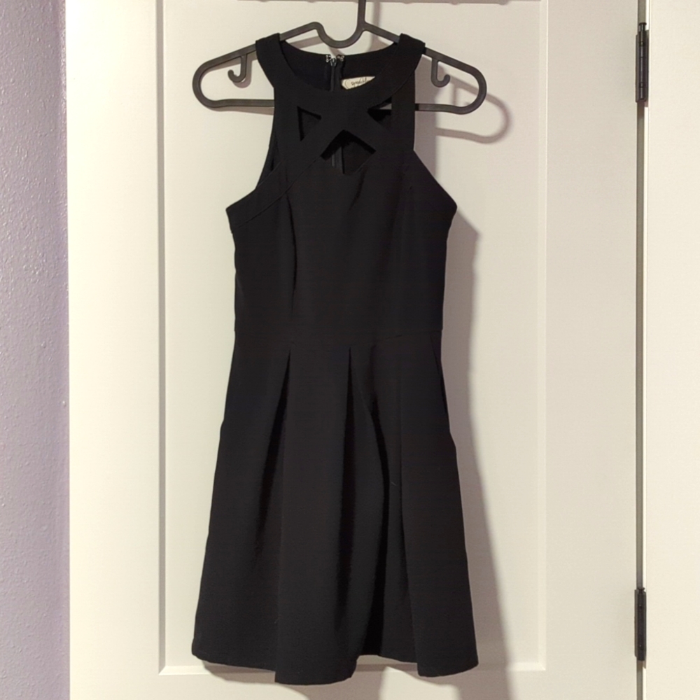 Casual Black Skater Dress w/ Pockets Sz XS